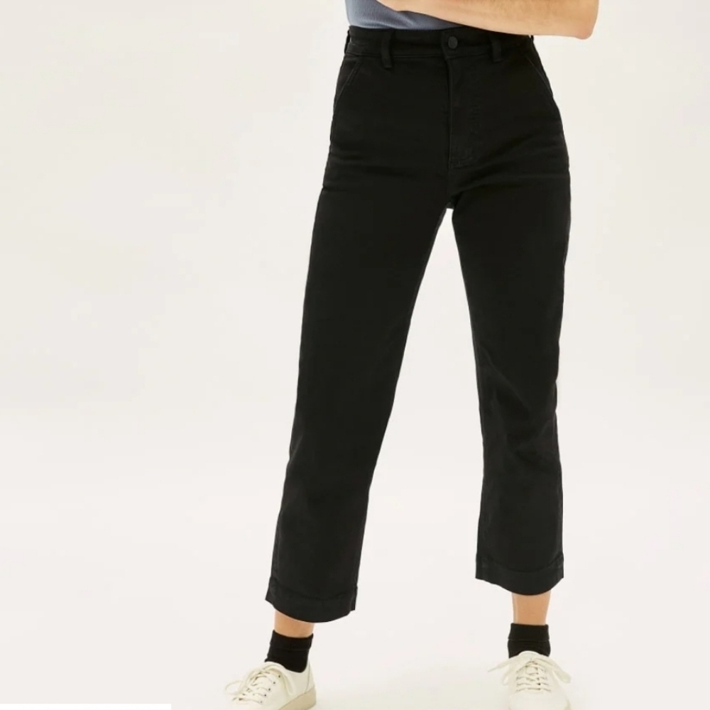 Everlane The Straight-Leg Crop Black Utility Chino Twill Pants Size 2